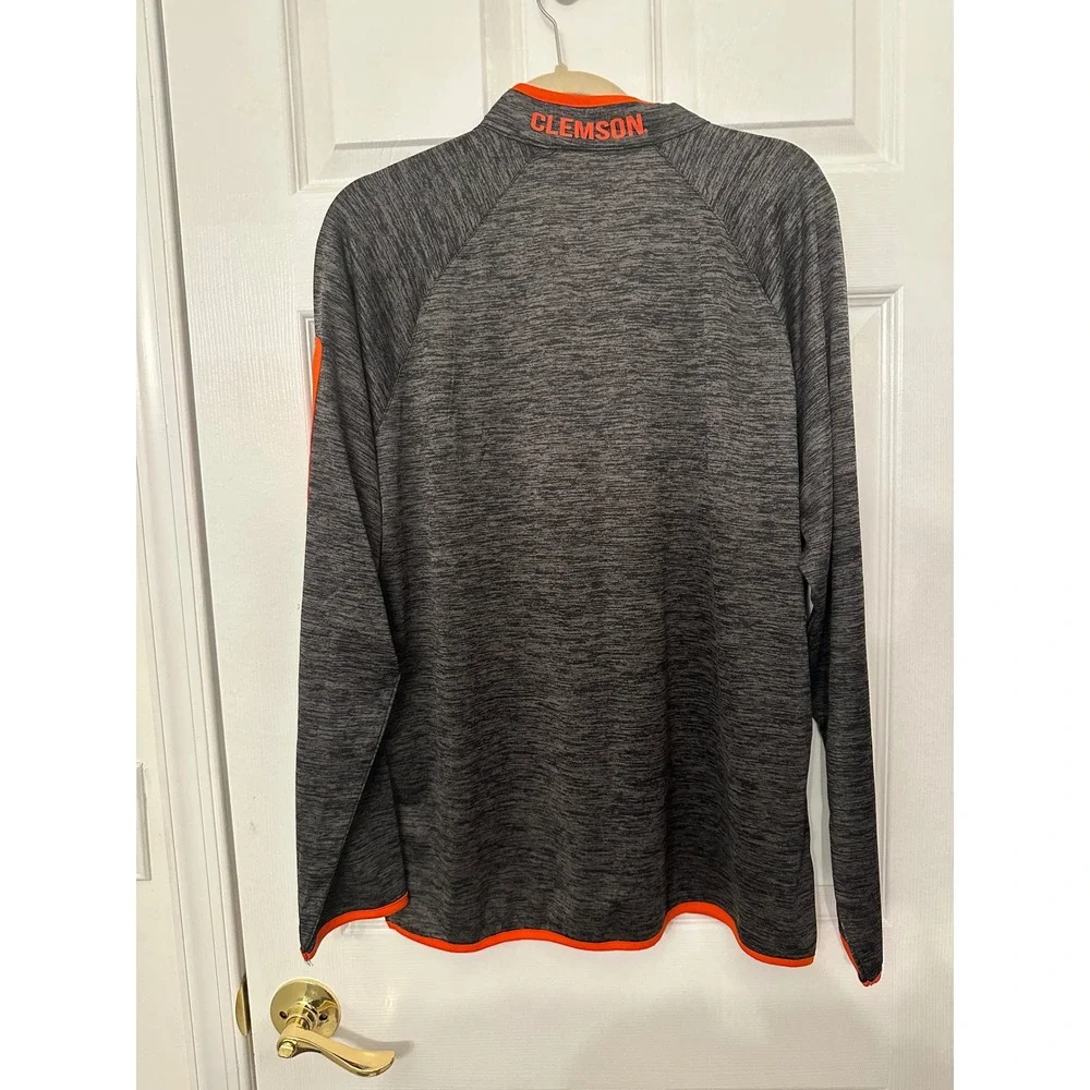 Colosseum Clemson Tigers Mens Large Quarter Zip Pullover Charcoal Orange Heather